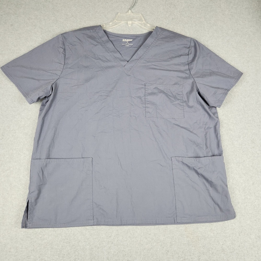 Scrubstar Scrub Top Men's XL Gray Stretch Premium Medical Short Sleeve V-Neck